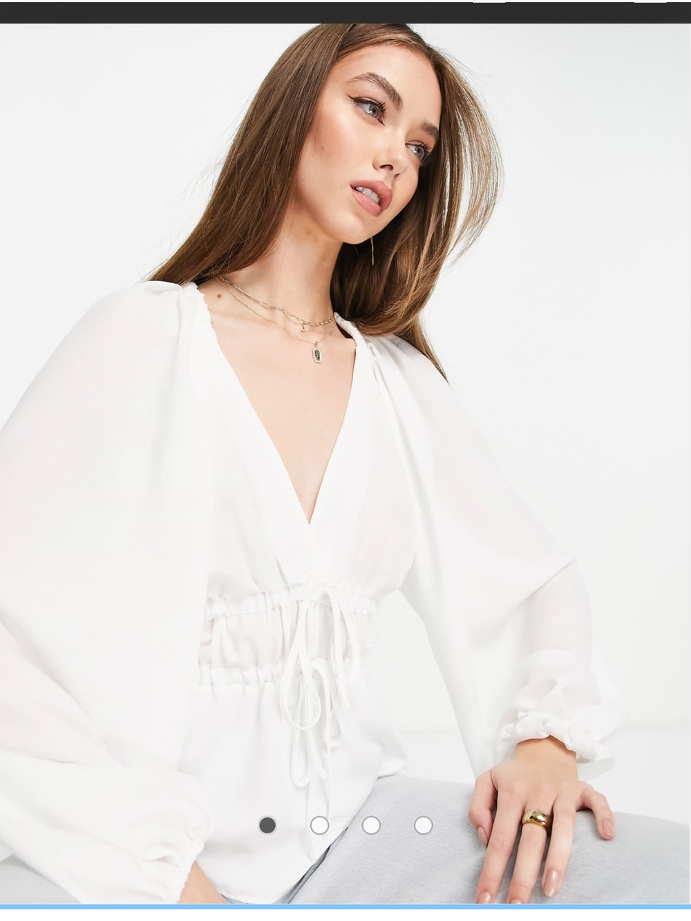 ASOS Kimono Sleeve V-neck Ivory Blouse Size 14